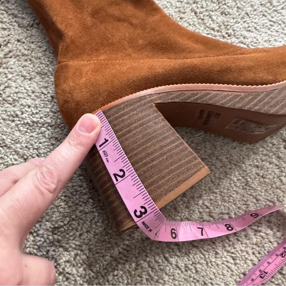 Lulus Hughez Brown Faux Suede Platform Mid Calf Boot Women’s Size 8 Chunky Heel - Picture 8 of 11